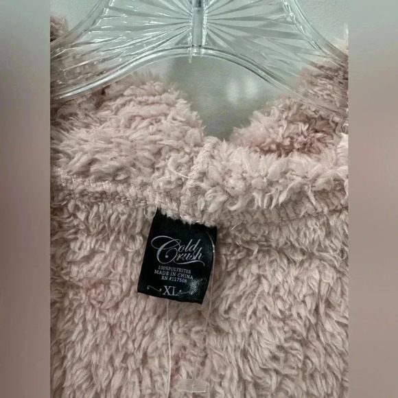 Cold Crush Blush Pink Hooded Sherpa Open Cardigan - Size M & XL - Picture 4 of 10